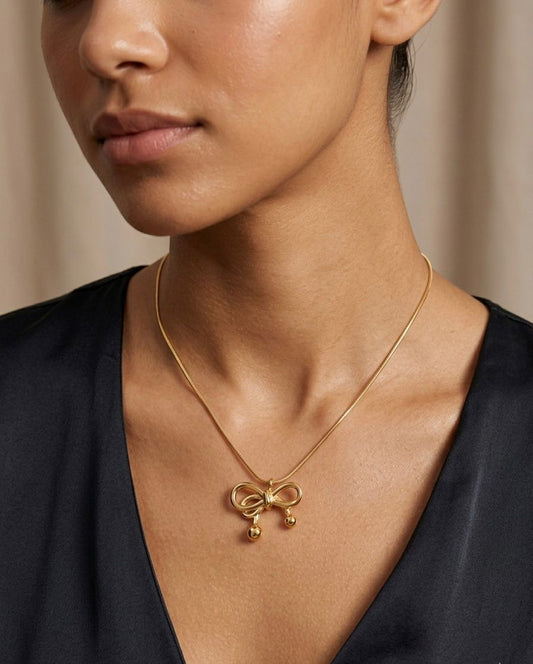 Petite Gilded Bow Pendant