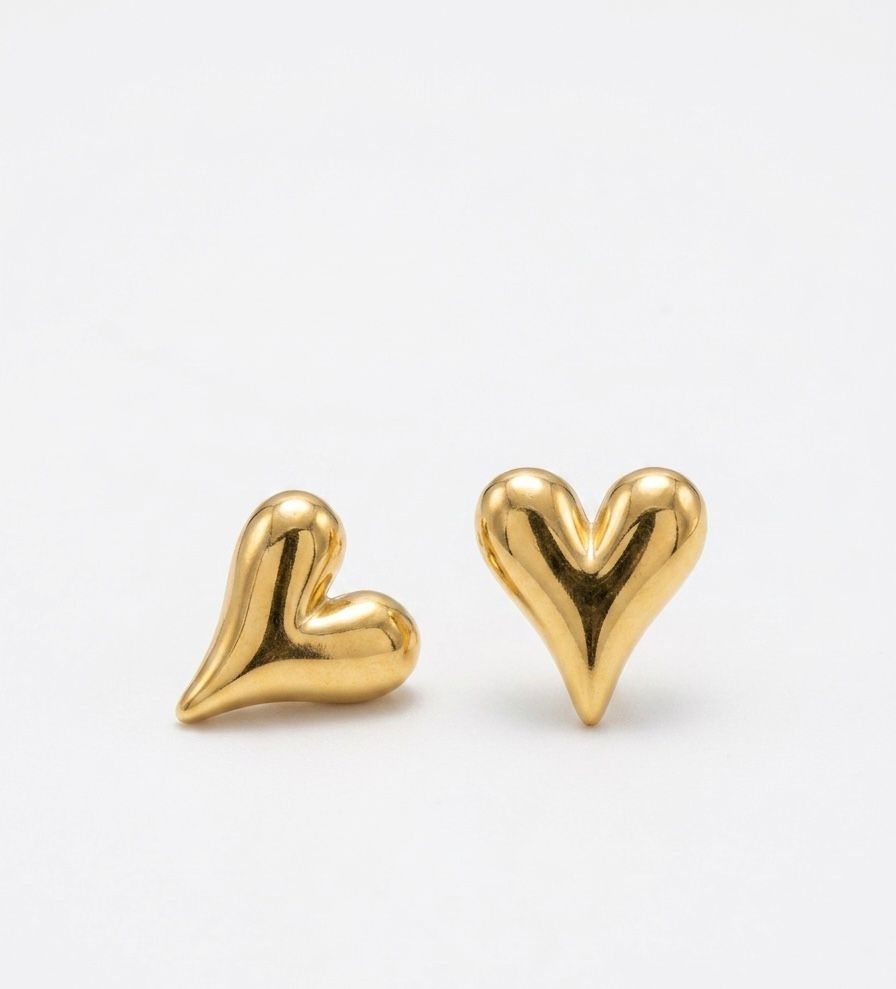 The Golden Muse Heart Studs