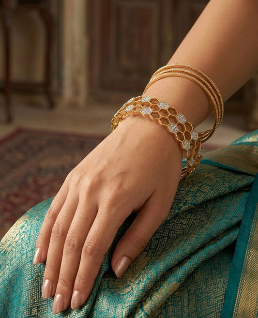 Hexagon Diamond Bangle
