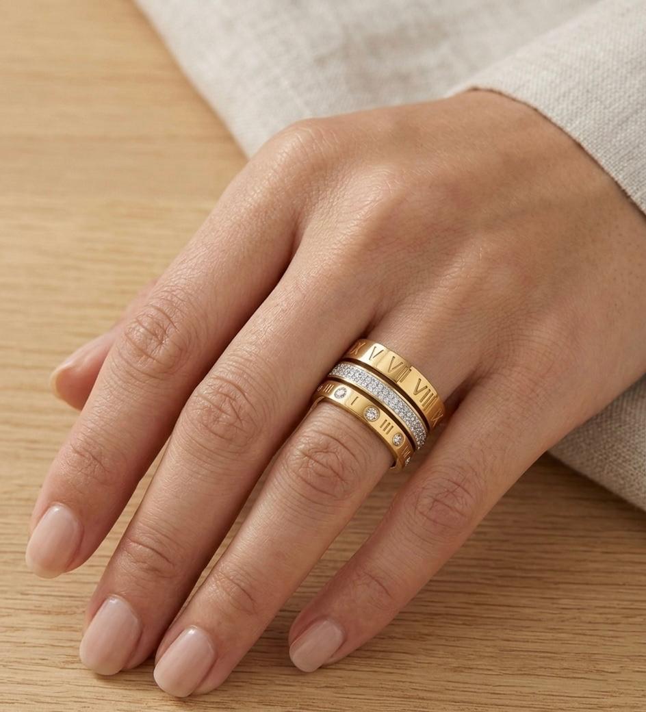 Etched Roman numerals Ring