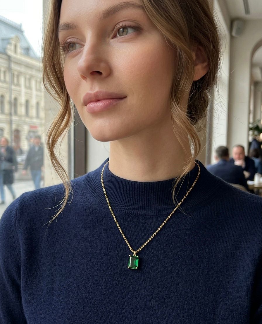 Emerald Radiance Solitaire Pendant