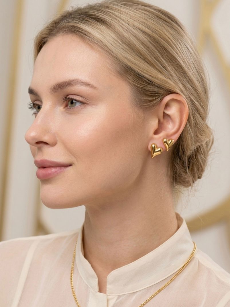 The Golden Muse Heart Studs