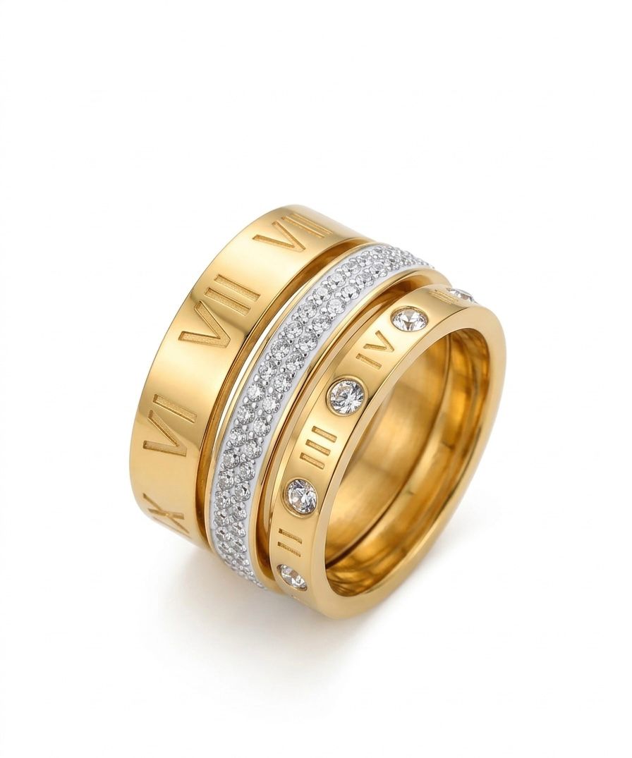 Etched Roman numerals Ring