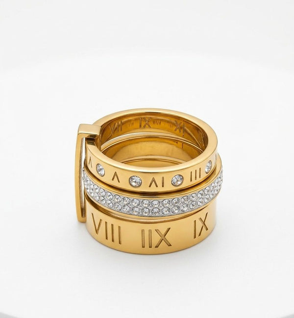 Etched Roman numerals Ring