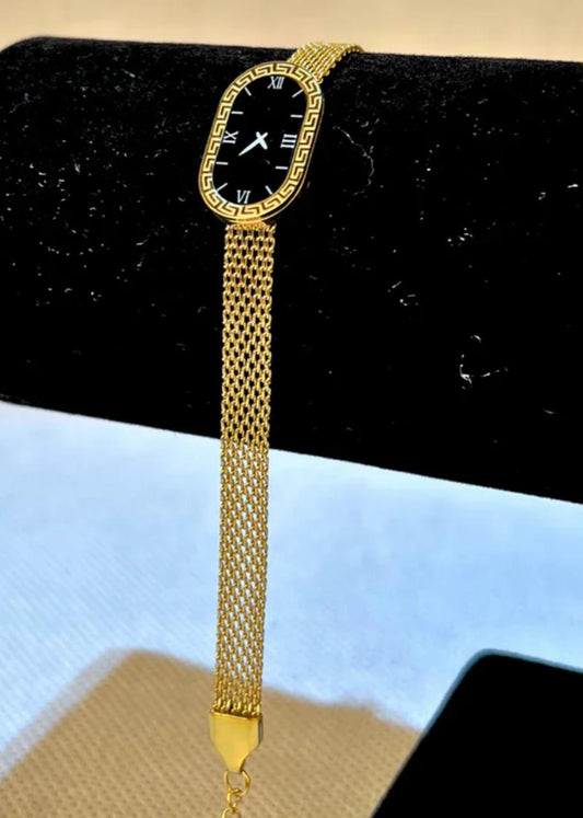 Black Dial Golden Link Bracelet